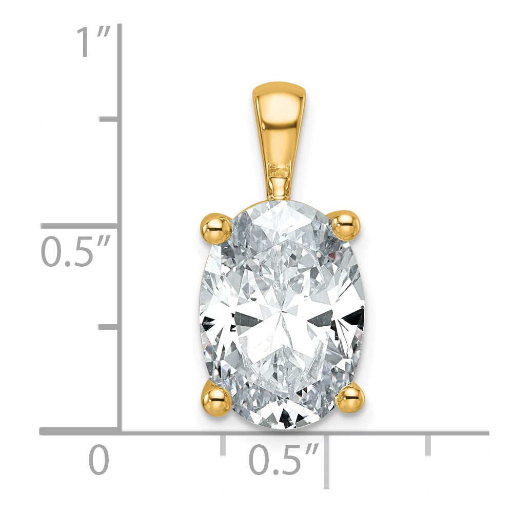 14k Yellow Gold 5 Ct. Certified Lab Grown Diamond VS/SI+ G+ Oval Four Prong Pendant
