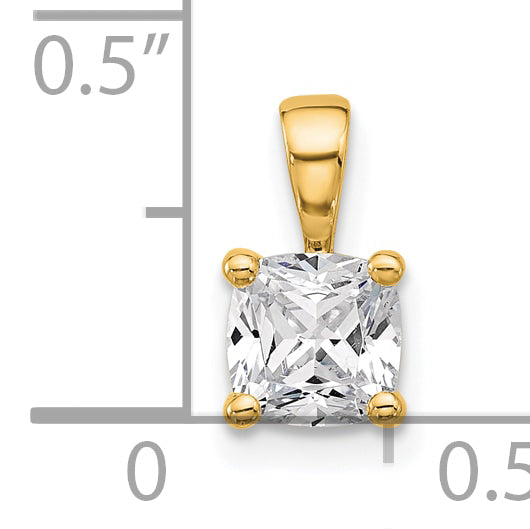 14k Yellow Gold 3/4 Ct. Certified Lab Grown Diamond VS/SI+ G+ Cushion Four Prong Pendant