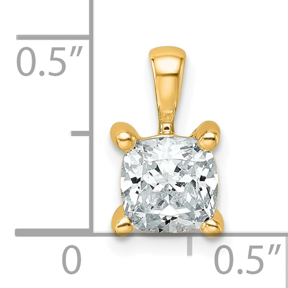 14k Yellow Gold 1 Ct. Certified Lab Grown Diamond VS/SI+ G+ Cushion Four Prong Pendant