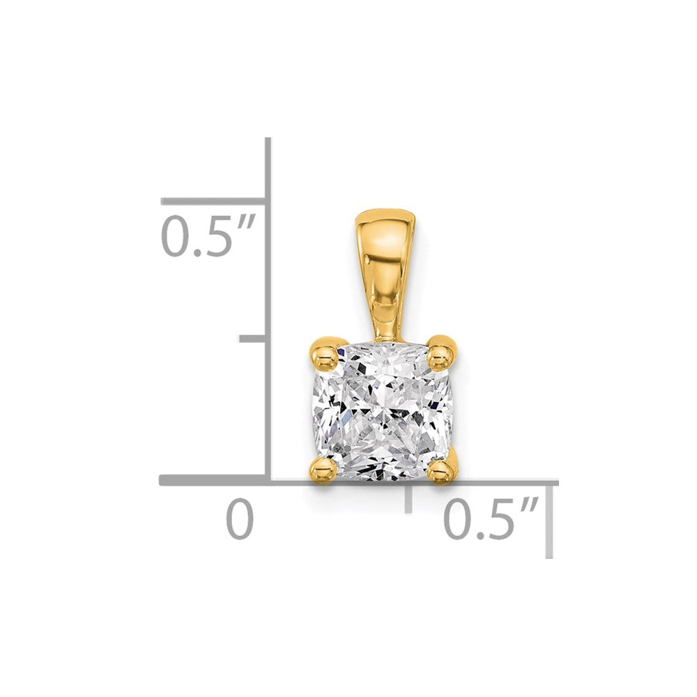 14k Yellow Gold 1 1/2 Ct. Lab Grown Diamond VS/SI+ G+ Cushion Four Prong Pendant