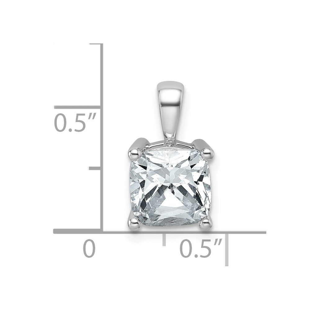 14k White Gold 2 1/2 Ct. Lab Grown Diamond VS/SI+ G+ Cushion Complete Four Prong Pendant