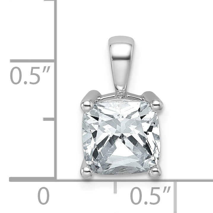14K White Gold 2 1/2 Carat Certified Lab Grown Diamond Vs+ F+ Cushion Complete Four Prong Pendant