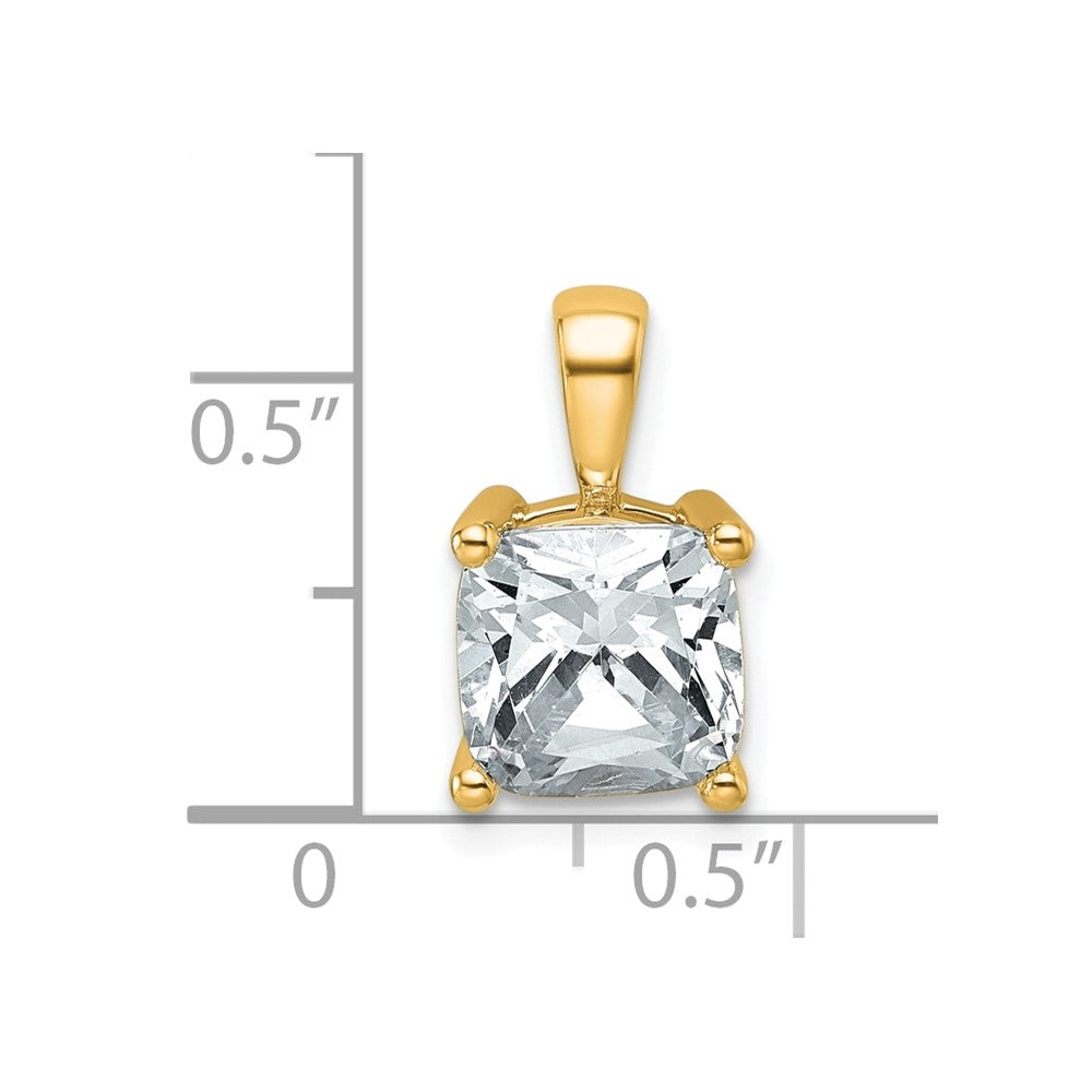 14k Yellow Gold 2 1/2 Ct. Certified Lab Grown Diamond VS/SI+ G+ Cushion Complete Four Prong Pendant