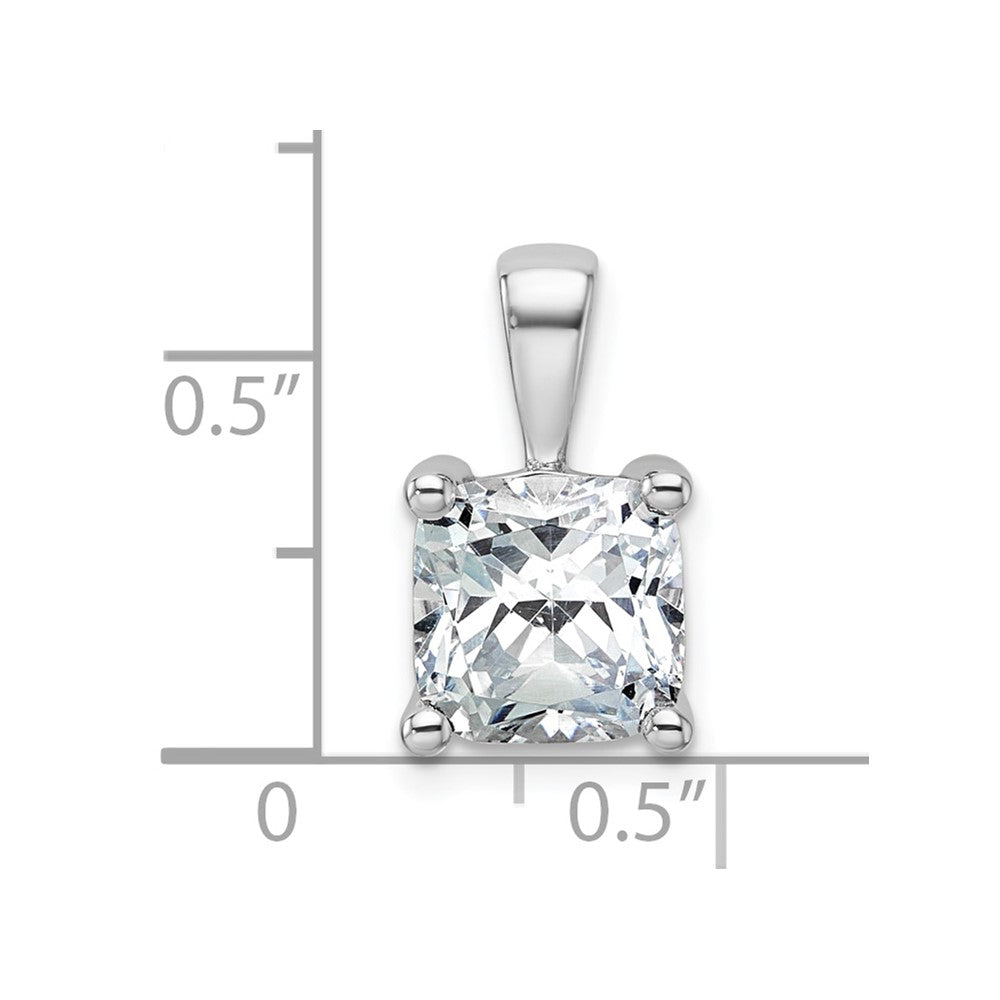 14k White Gold 3 Ct. Lab Grown Diamond VS/SI+ G+ Cushion Four Prong Pendant