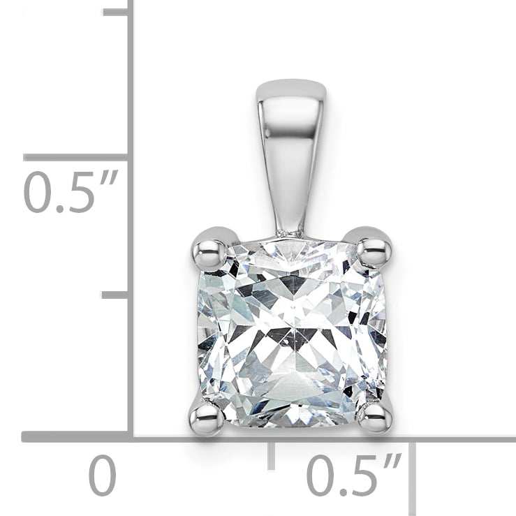 14K White Gold 3 Carat Lab Grown Diamond Vs+ F+ Cushion Complete Four Prong Pendant