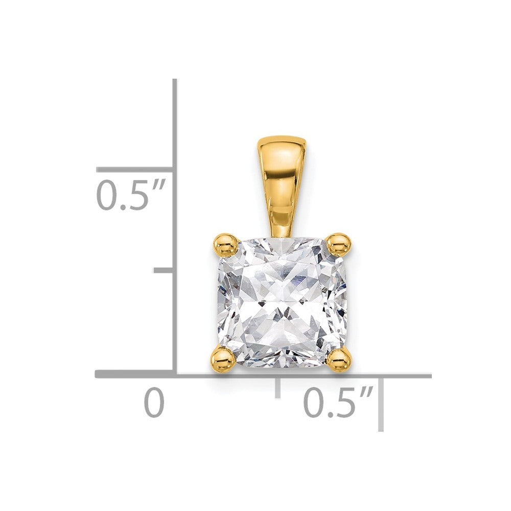 14k Yellow Gold 3 Ct. Lab Grown Diamond VS/SI+ G+ Cushion Four Prong Pendant