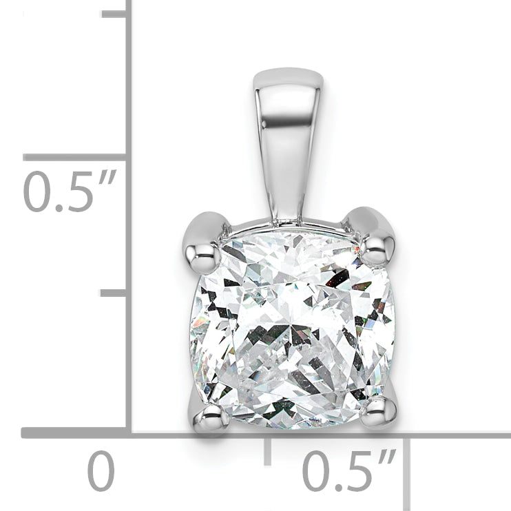 14K White Gold 4 Carat Lab Grown Diamond Vs+ F+ Cushion Complete Four Prong Pendant