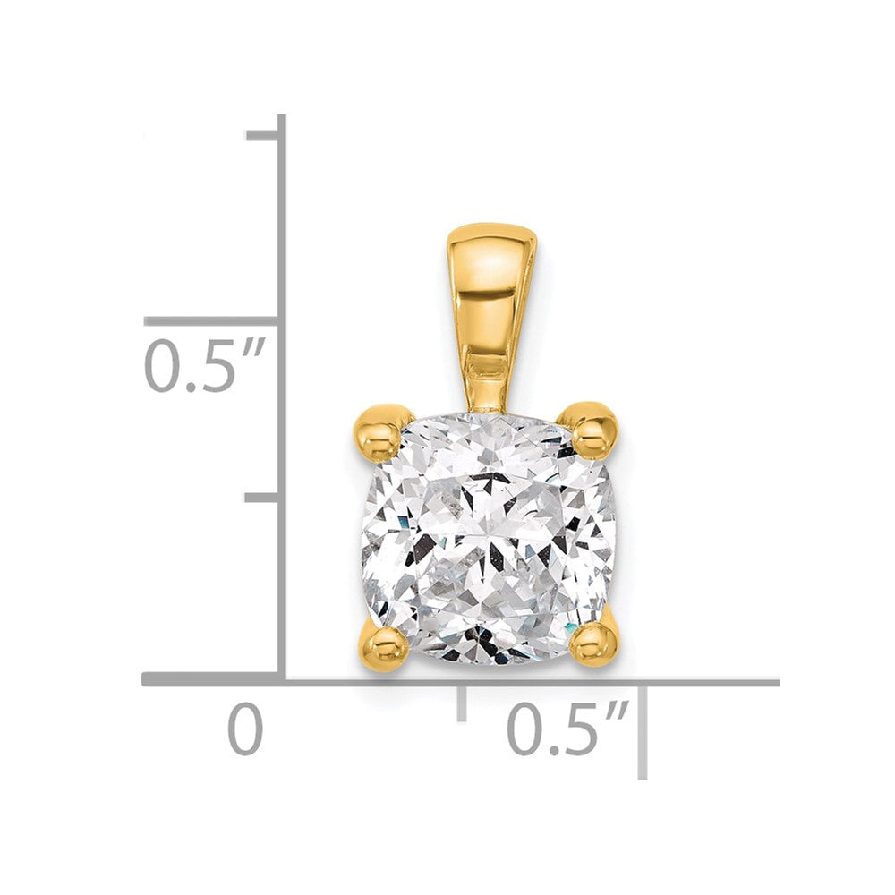 14k Yellow Gold 4 Ct. Lab Grown Diamond VS/SI+ G+ Cushion Complete Four Prong Pendant