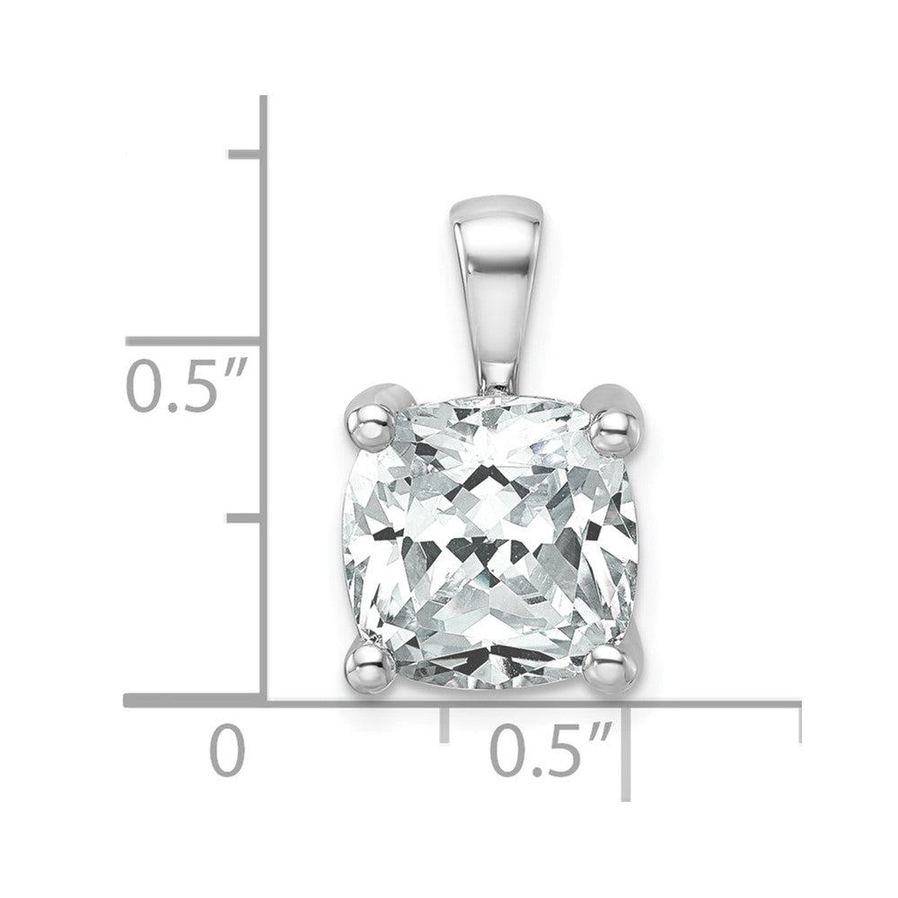 14k White Gold 5 Ct. Lab Grown Diamond VS/SI+ G+ Cushion Four Prong Pendant
