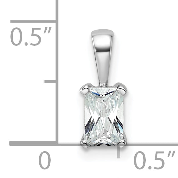 14K White Gold 1/2 Carat Lab Grown Diamond Vs+ F+ Radiant Complete Four Prong Pendant