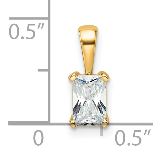 14k Yellow Gold 1/2 Ct. Lab Grown Diamond VS/SI+ G+ Radiant Four Prong Pendant