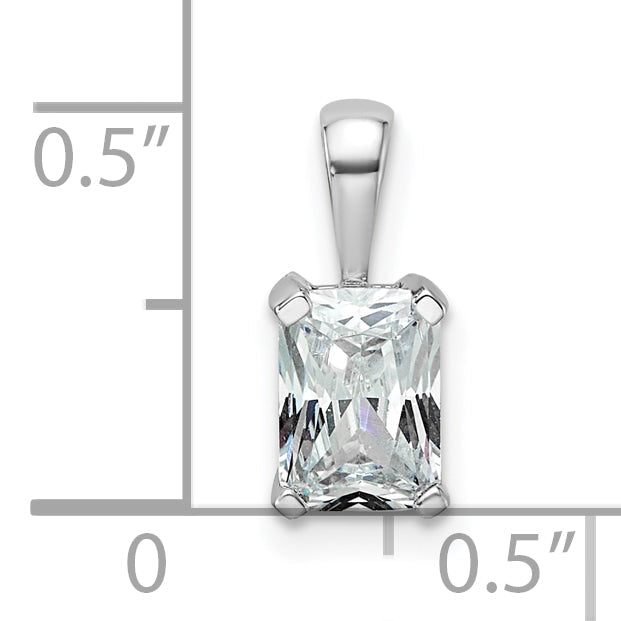 14K White Gold 3/4 Carat Certified Lab Grown Diamond Vs+ F+ Radiant Complete Four Prong Pendant