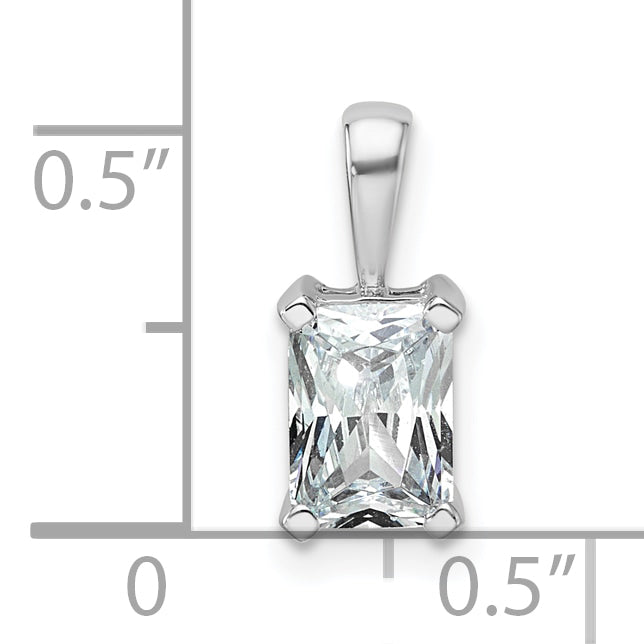 14k White Gold 1 Ct. Lab Grown Diamond VS/SI+ G+ Radiant Four Prong Pendant