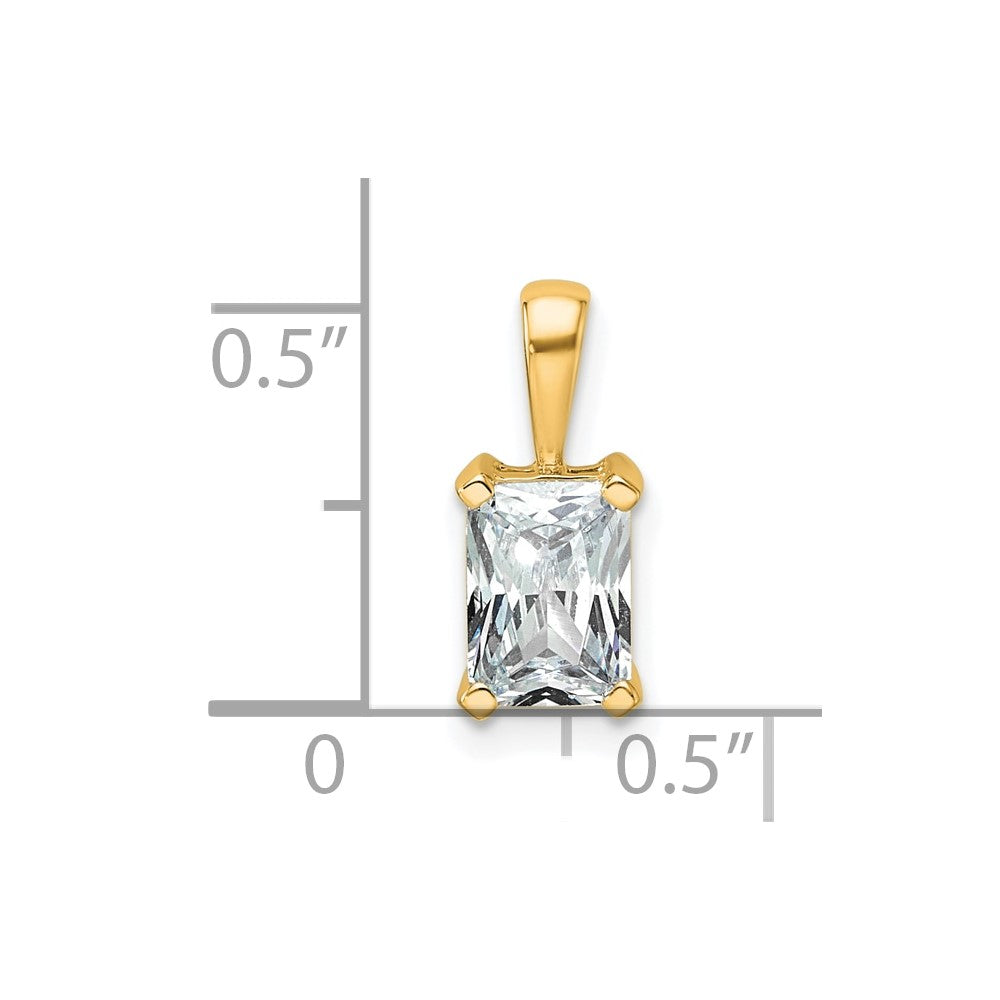 14k Yellow Gold 1 Ct. Certified Lab Grown Diamond VS/SI+ G+ Radiant Complete Four Prong Pendant