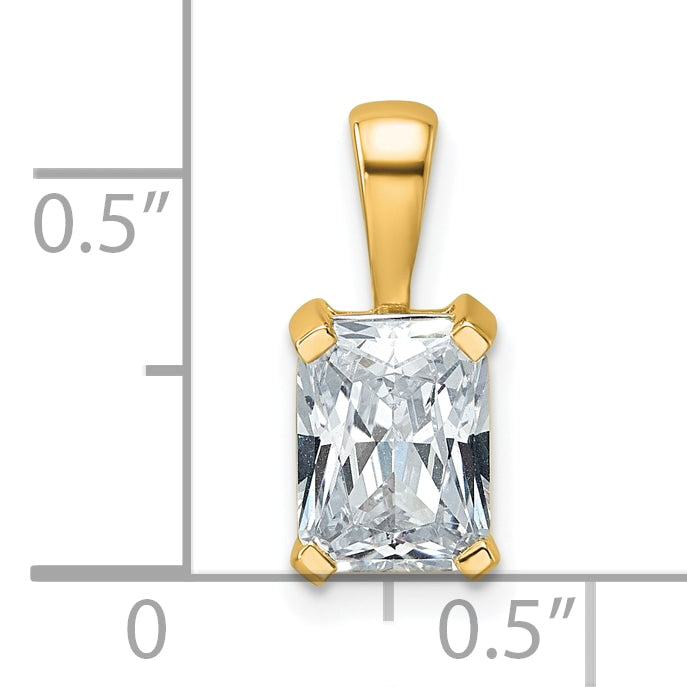 14K Yellow Gold 1 1/2 Carat Certified Lab Grown Diamond Vs/Si+ G+ Radiant Complete Four Prong Pendant