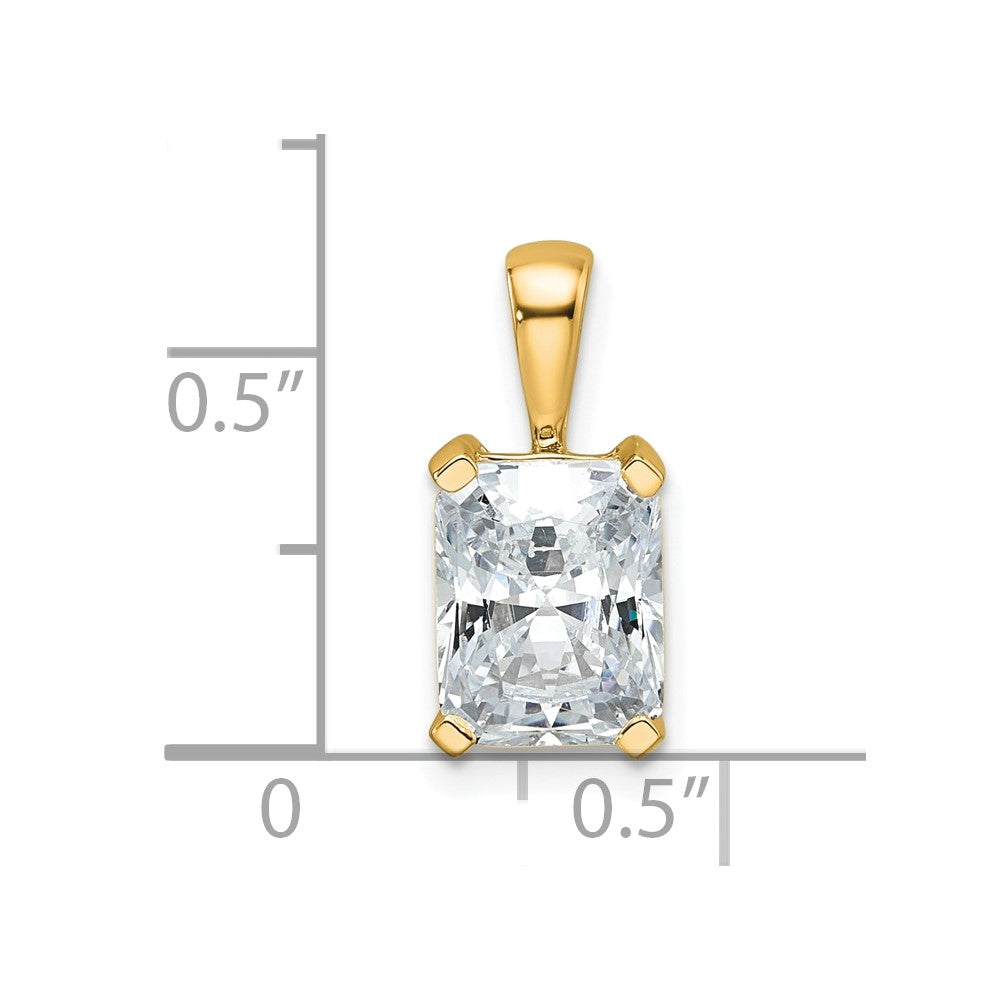 14k Yellow Gold 2 Ct. Certified Lab Grown Diamond VS/SI+ G+ Radiant Complete Four Prong Pendant