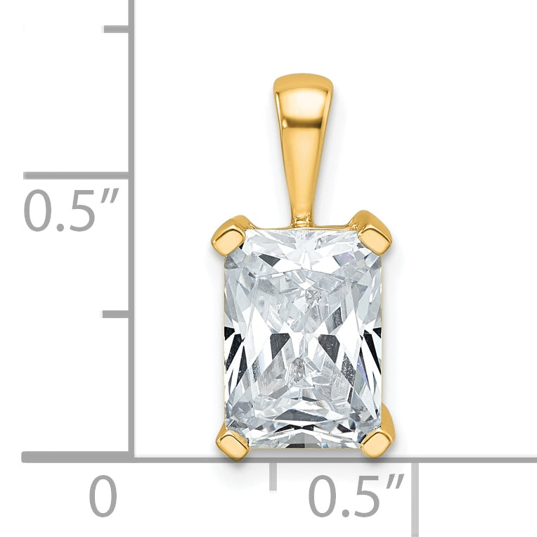 14K Yellow Gold 2 1/2 Carat Certified Lab Grown Diamond Vs/Si+ G+ Radiant Complete Four Prong Pendant