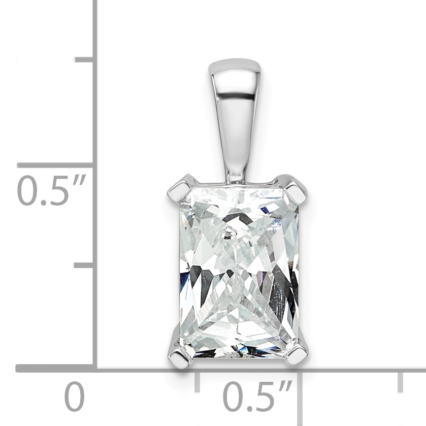 14K White Gold 3 Carat Certified Lab Grown Diamond Vs+ F+ Radiant Complete Four Prong Pendant