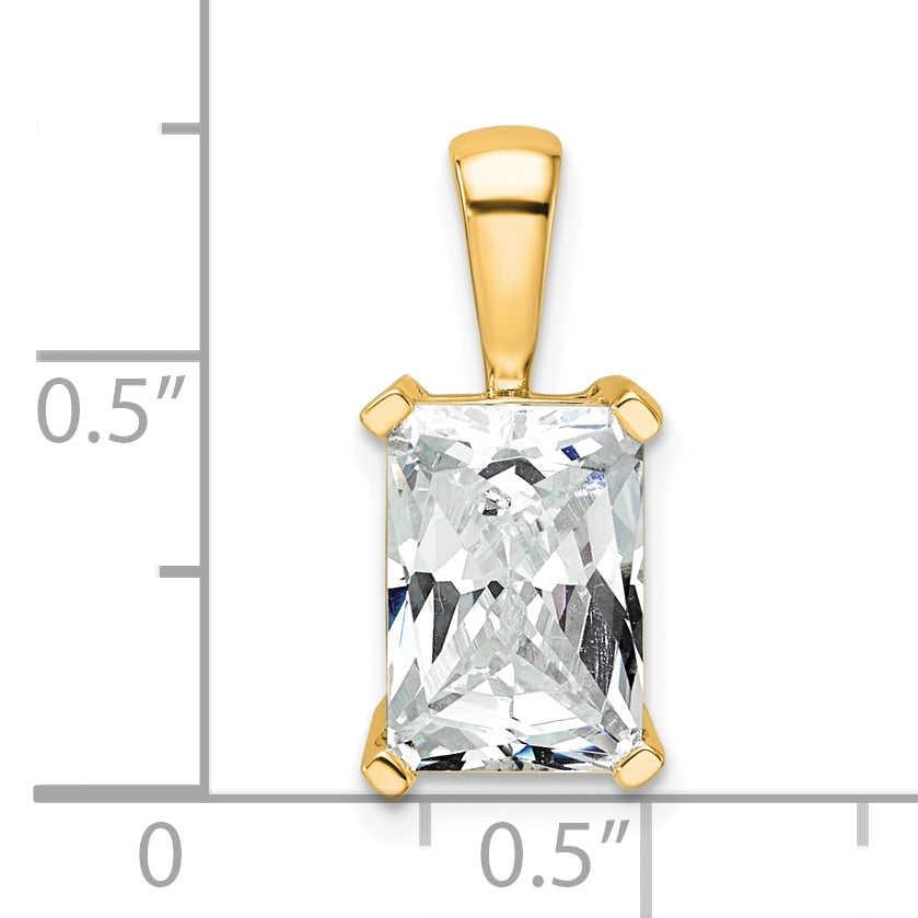 14K Yellow Gold 3 Carat Lab Grown Diamond Vs+ F+ Radiant Complete Four Prong Pendant
