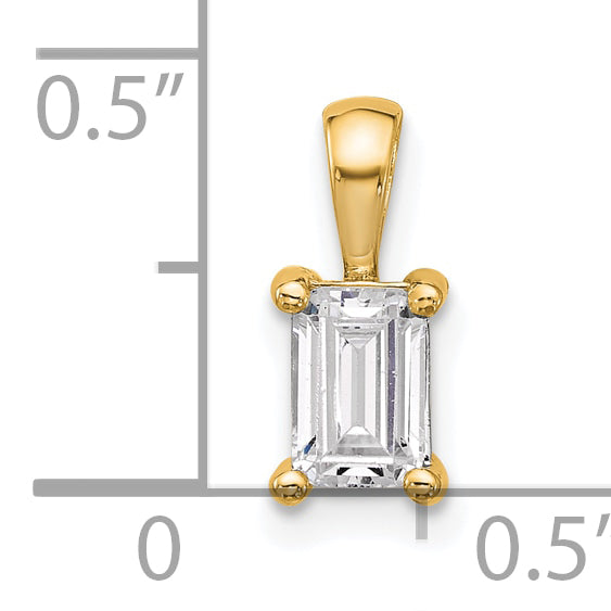 14k Yellow Gold 3/4 Ct. Certified Lab Grown Diamond VS/SI+ G+ Emerald Four Prong Pendant