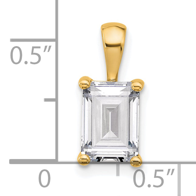 14K Yellow Gold 2 Carat Lab Grown Diamond Vs+ F+ Emerald Complete Four Prong Pendant