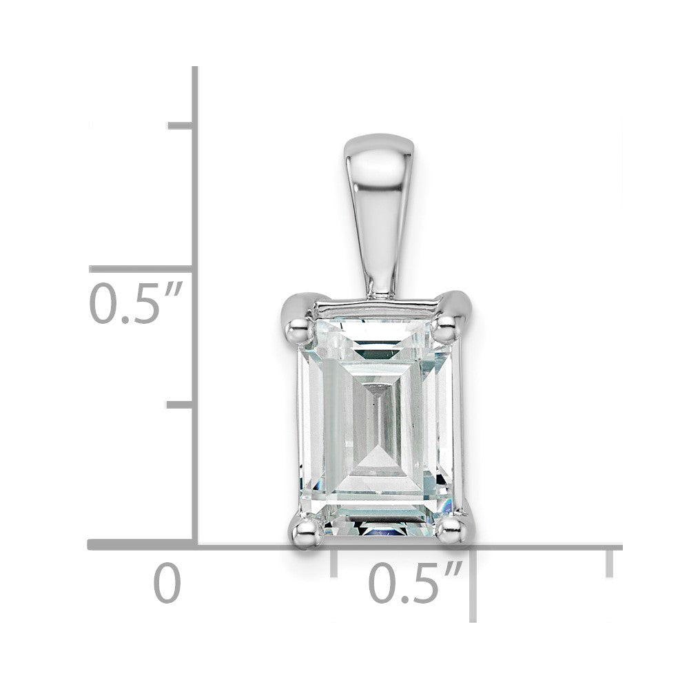 14k White Gold 3 Ct. Certified Lab Grown Diamond VS/SI+ G+ Emerald Four Prong Pendant