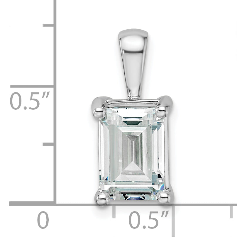 14k White Gold 14k White Gold 3 carat Certified Lab Grown Diamond VS+ F+ Emerald Complete Four Prong Pendant