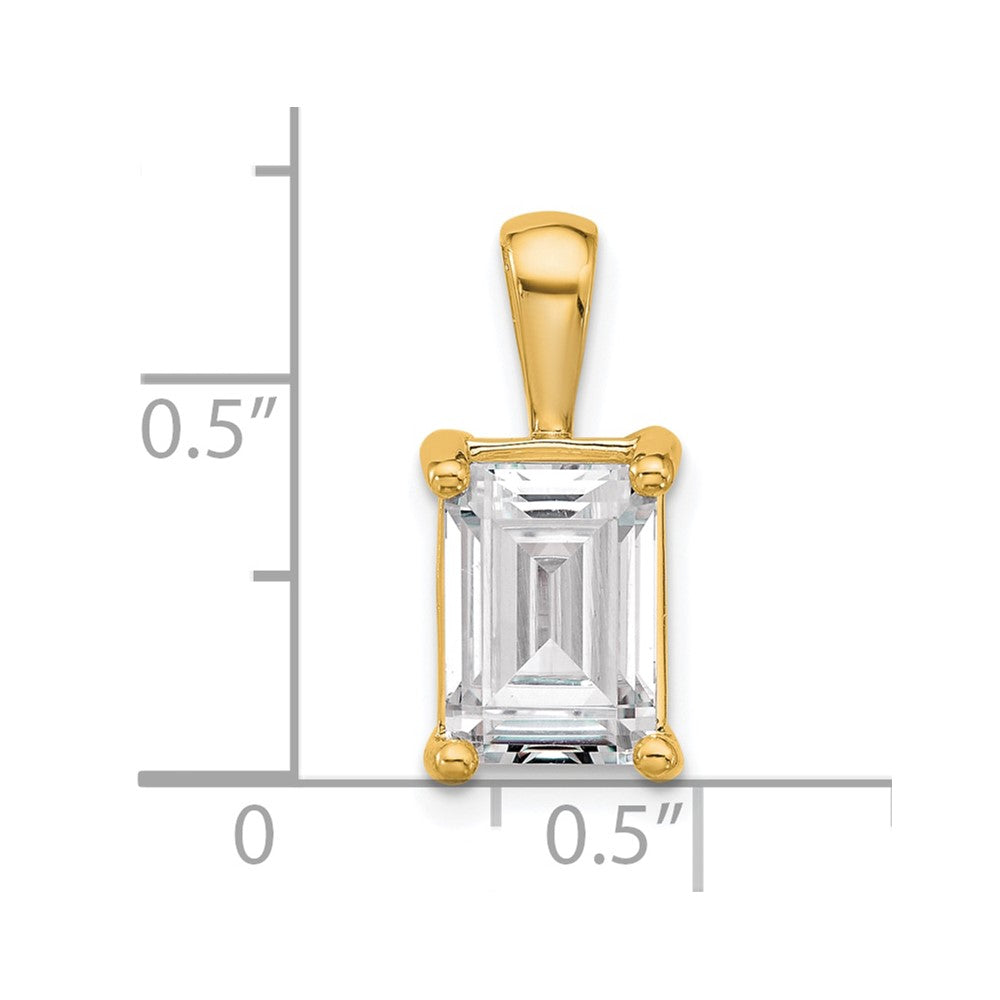 14k Yellow Gold 3 Ct. Lab Grown Diamond VS/SI+ G+ Emerald Four Prong Pendant