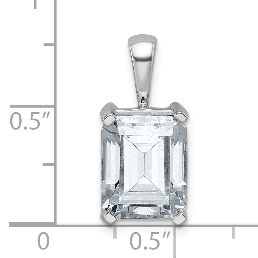 14K White Gold 4 Carat Lab Grown Diamond Vs+ F+ Emerald Complete Four Prong Pendant