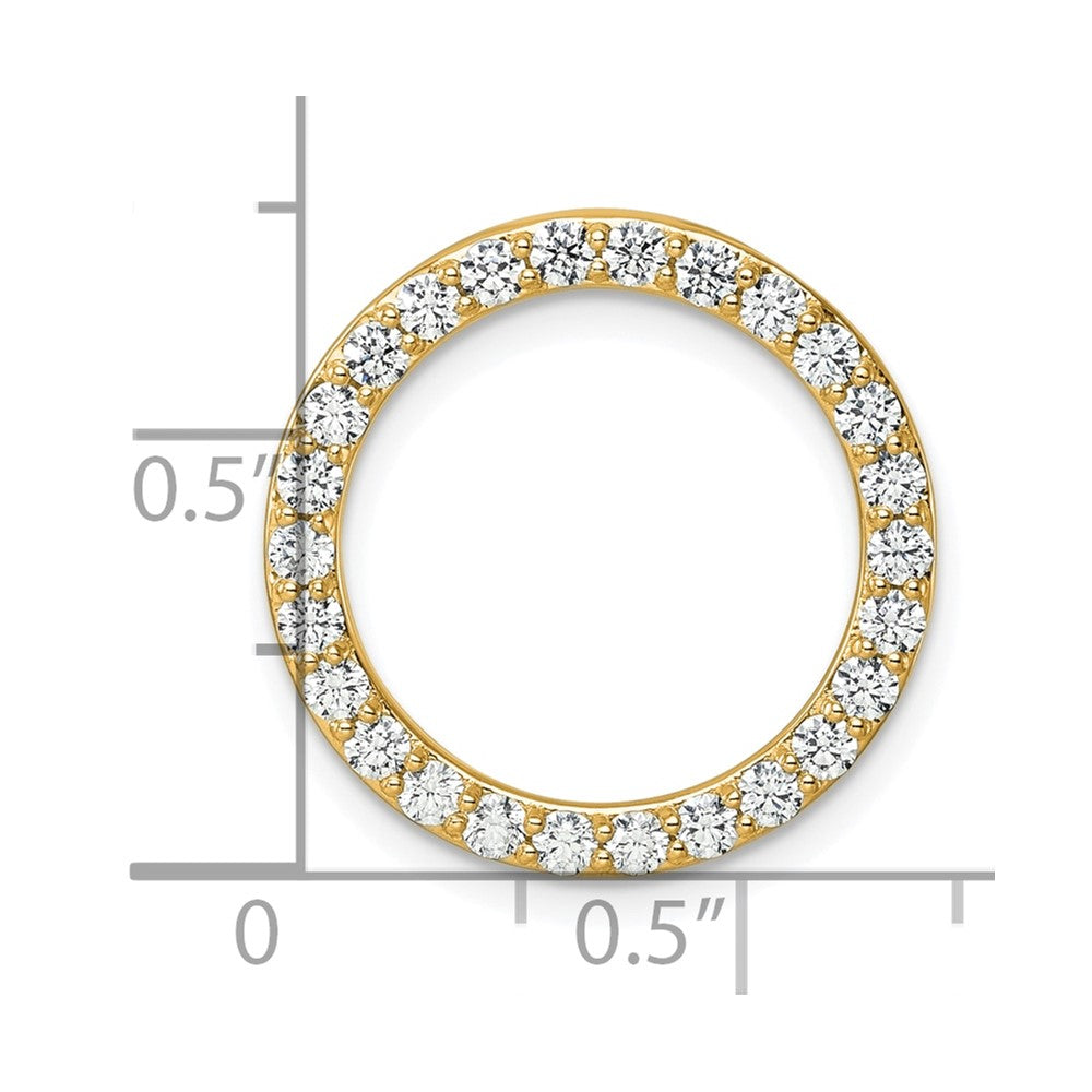 14k Yellow Gold 1 Ct. Lab Grown Diamond VS/SI+ G+ Circle Chain Slide Pendant