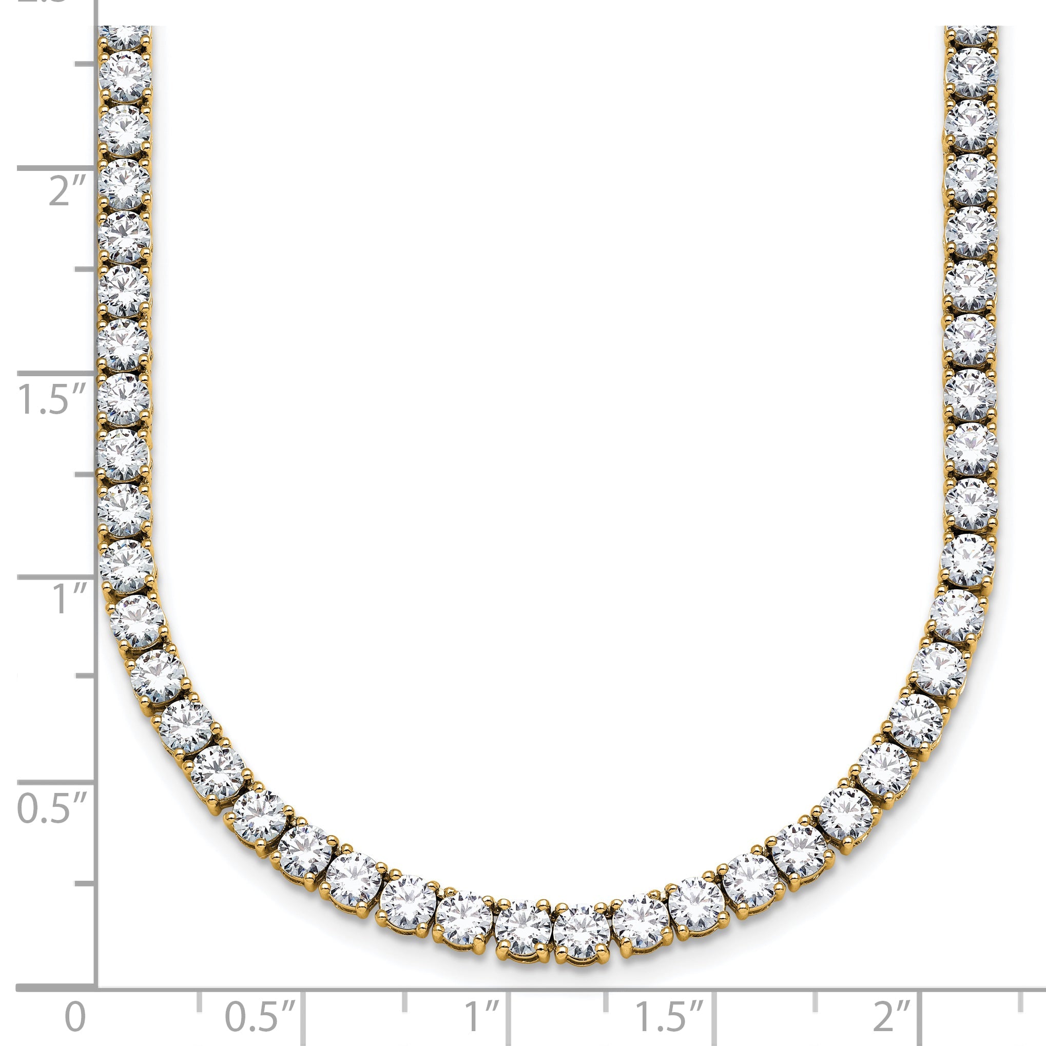 14K Yellow Gold 24 Carat Lab Grown Diamond Vs+ F+ Complete Round Inch Straight Tennis Necklace