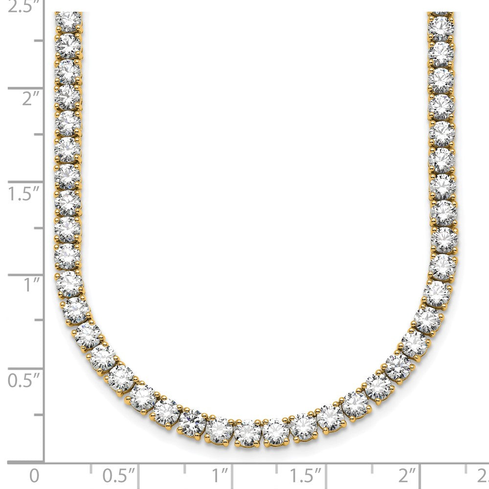 14k Yellow Gold 36 Ct. Lab Grown Diamond VS/SI+ G+ Round 24 inch Straight Tennis Necklace