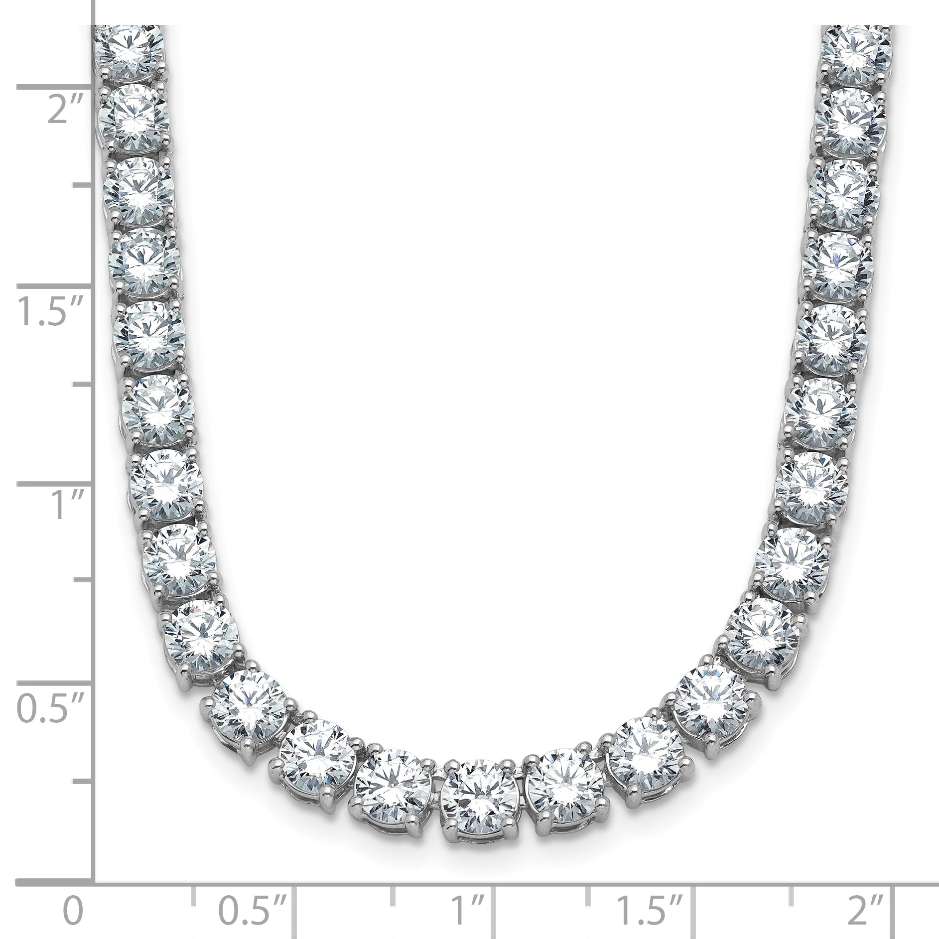 14K White Gold 34 3/8 Carat Lab Grown Diamond Vs+ F+ Complete Round 18 Inch Straight Tennis Necklace