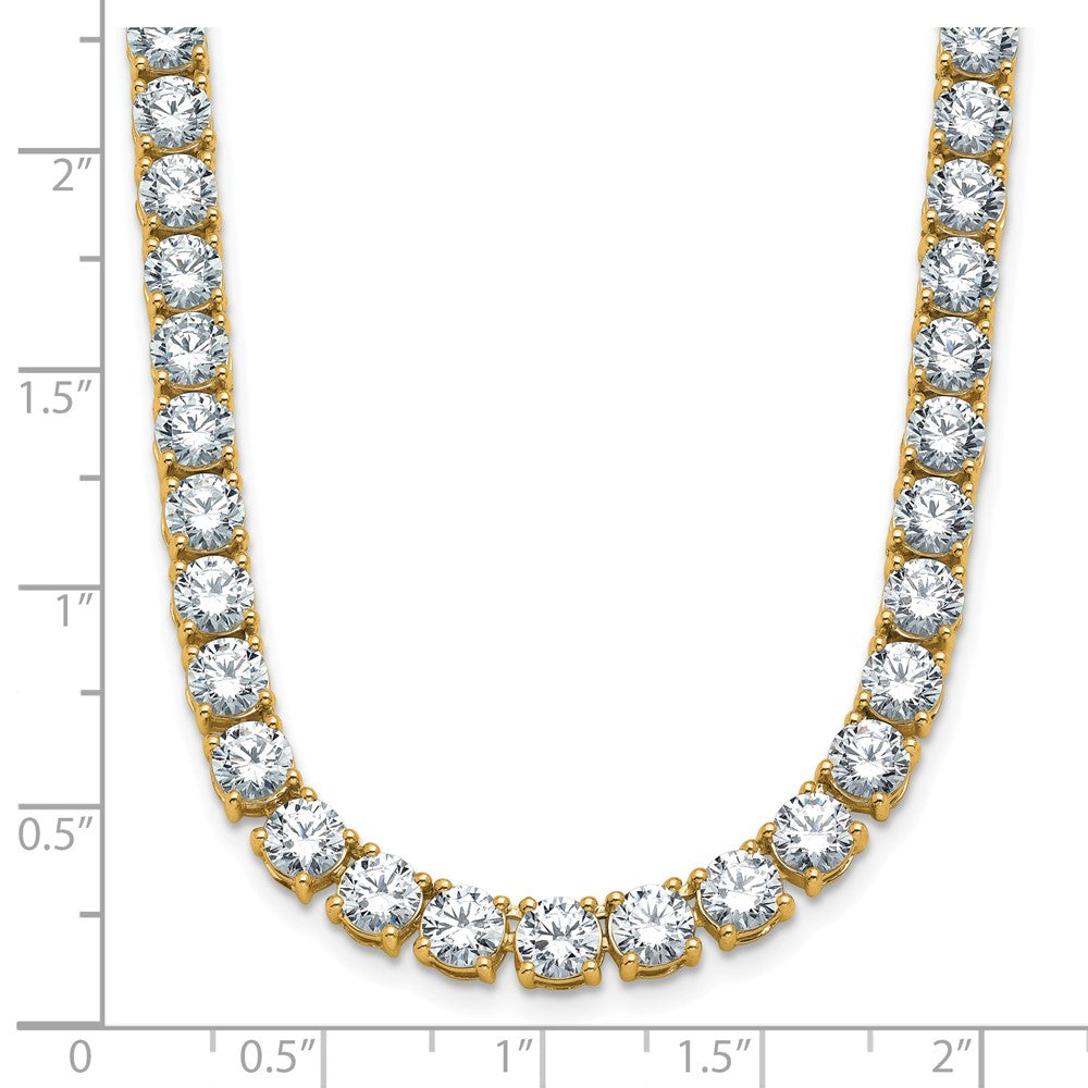 14k Yellow Gold 34 3/8 Ct. Lab Grown Diamond VS/SI+ G+ Round 18 inch Straight Tennis Necklace