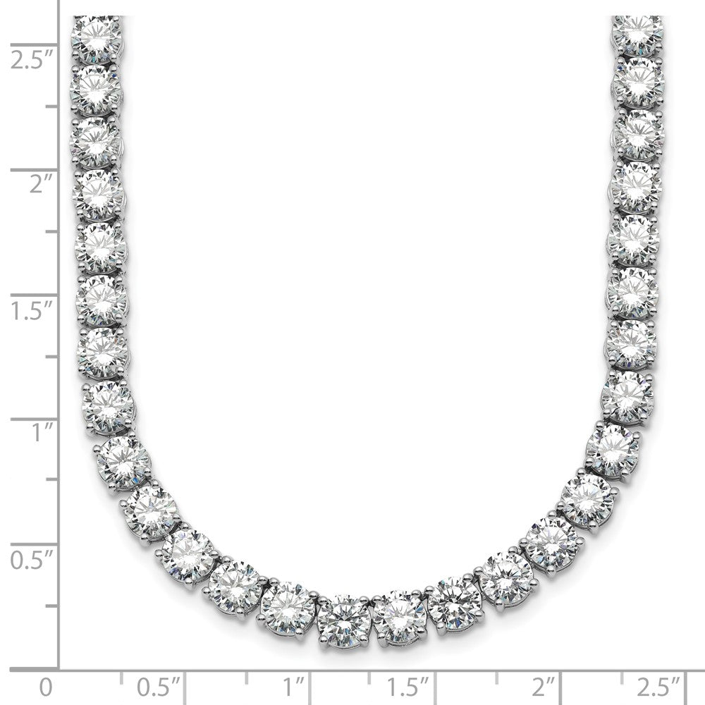 14K White Gold 56 1/4 Carat Lab Grown Diamond Vs+ F+ Complete Round 18 Inch Straight Tennis Necklace