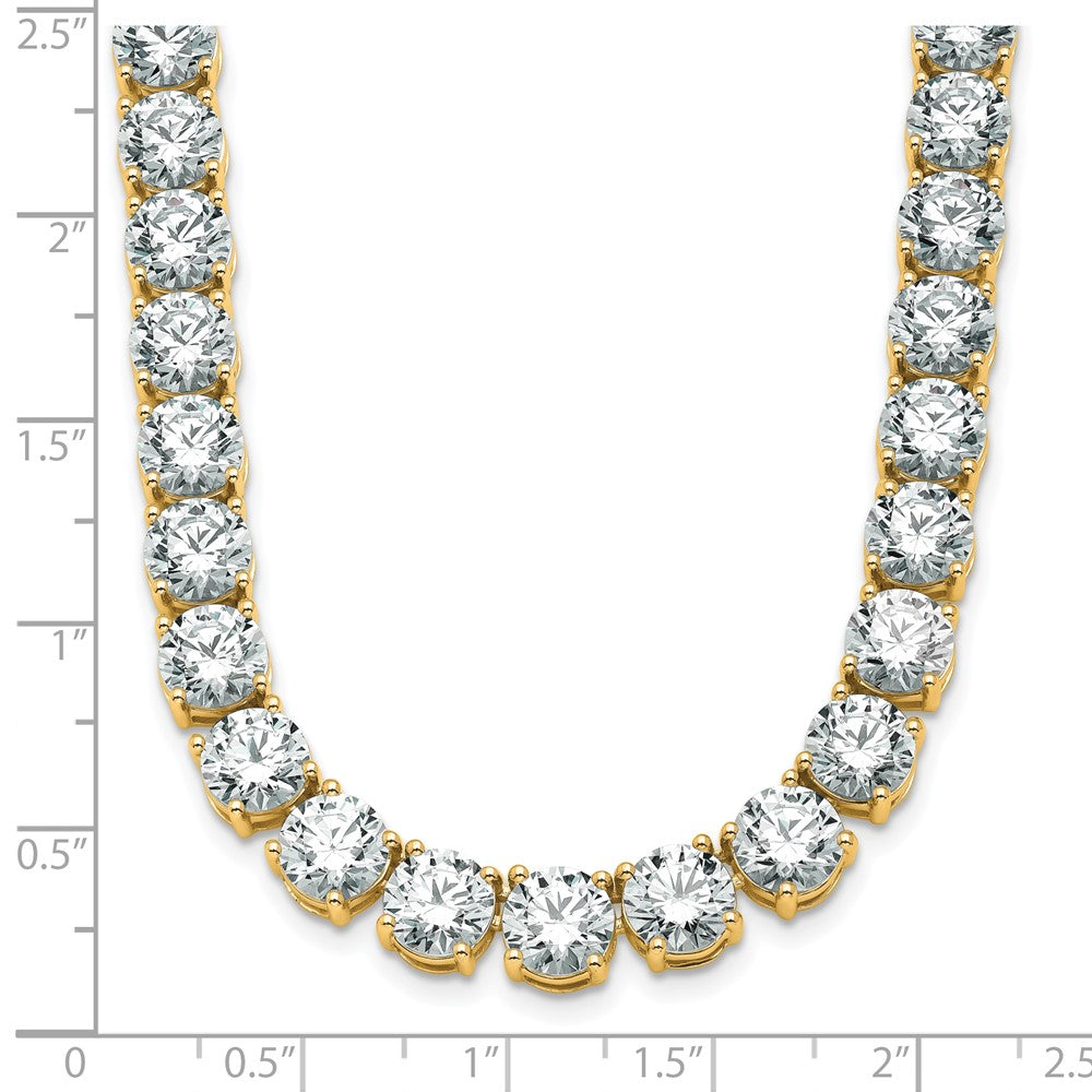 14K Yellow Gold 83 Carat Lab Grown Diamond Vs+ F+ Complete Round 22 Inch Straight Tennis Necklace