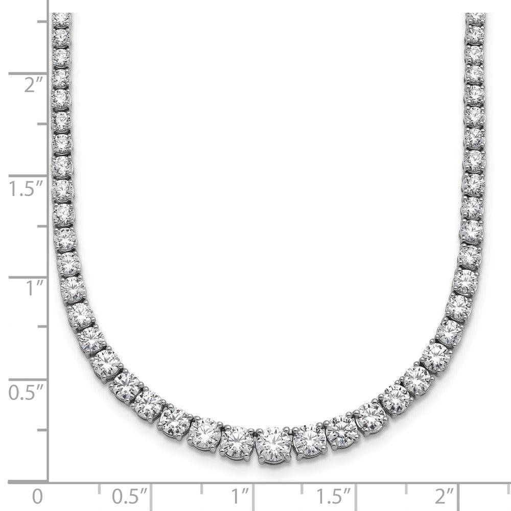 14K White Gold 9 7/8 Carat Lab Grown Diamond Vs+ F+ Complete Round 18 Inch Graduated Tennis Necklace