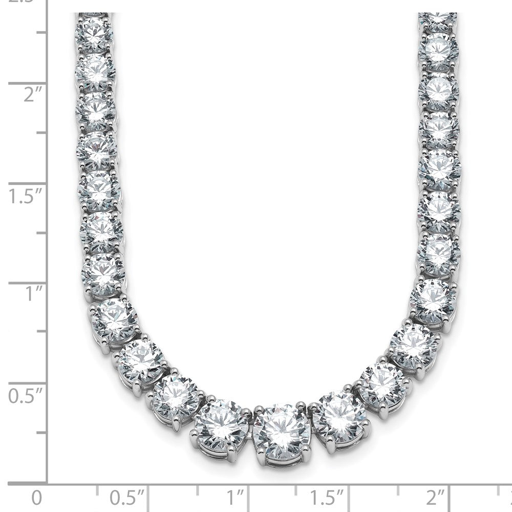 14K White Gold 40 3/8 Carat Lab Grown Diamond Vs+ F+ Complete Round 20 Inch Graduated Tennis Necklace