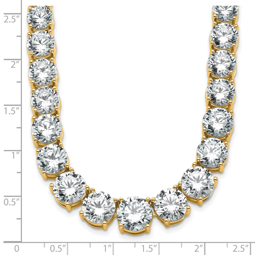 14K Yellow Gold 72 3/8 Carat Lab Grown Diamond Vs+ F+ Complete Round 20 Inch Graduated Tennis Necklace
