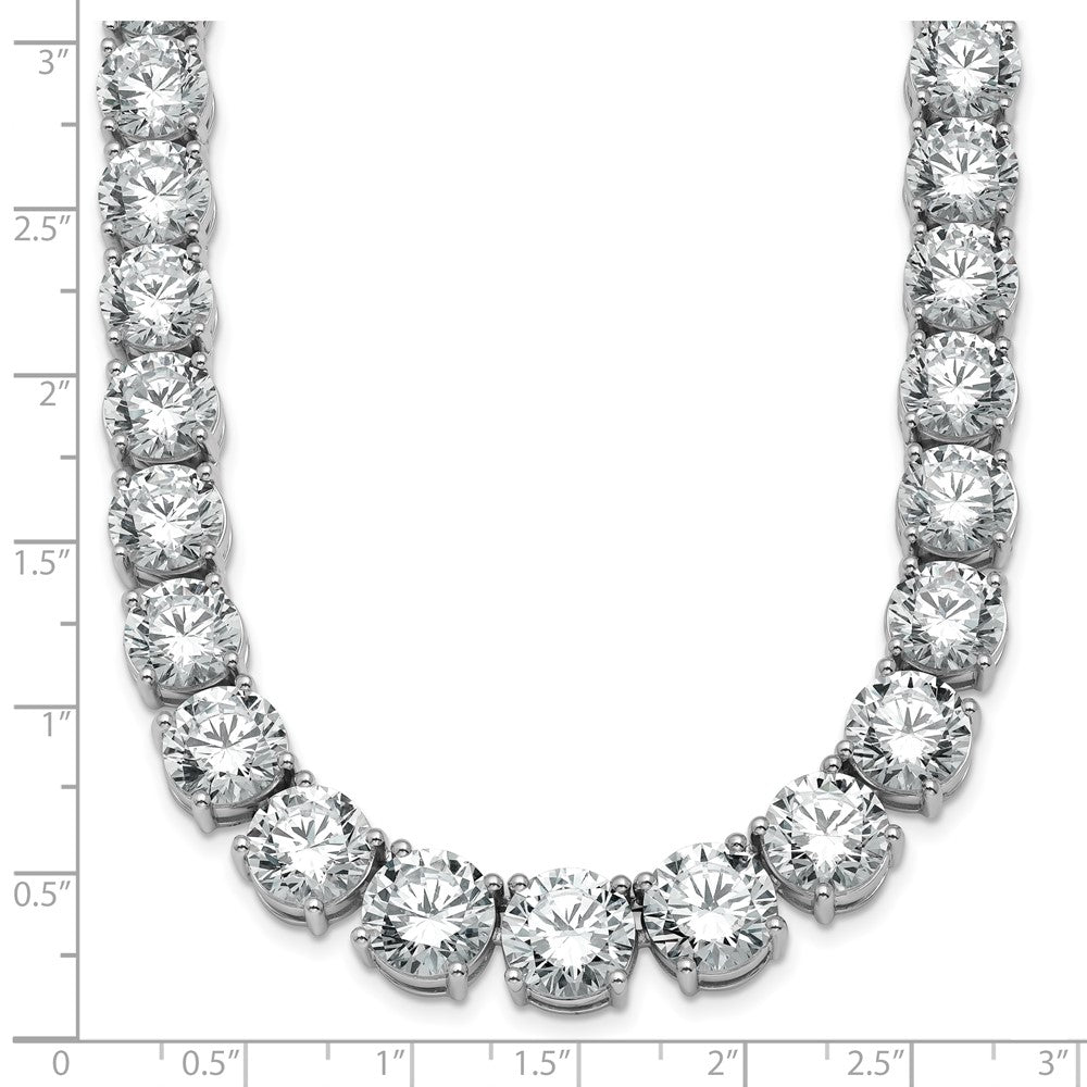 14K White Gold 100 3/4 Carat Lab Grown Diamond Vs+ F+ Complete Round 20 Inch Graduated Tennis Necklace