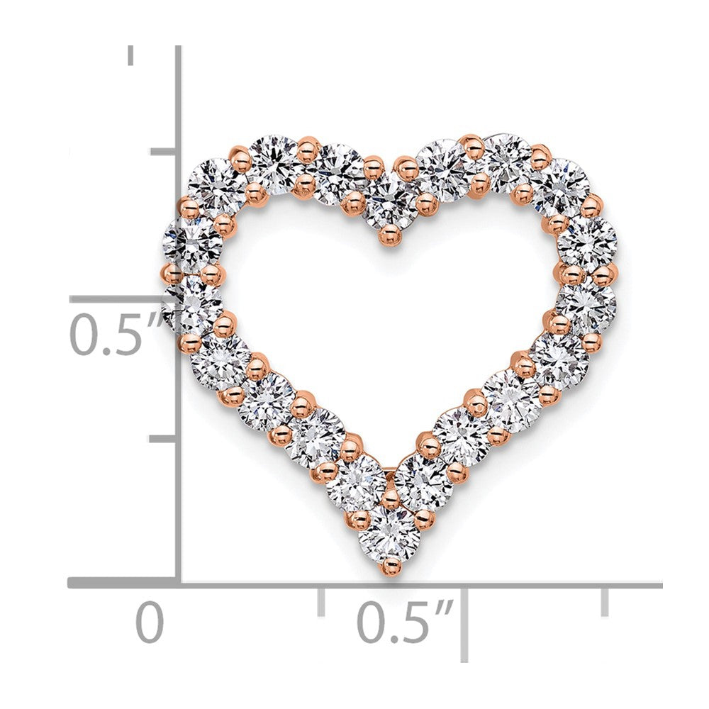 14k Rose Gold 1 1/2 Ct. Lab Grown Diamond VS/SI+ G+ Heart Chain Slide Pendant