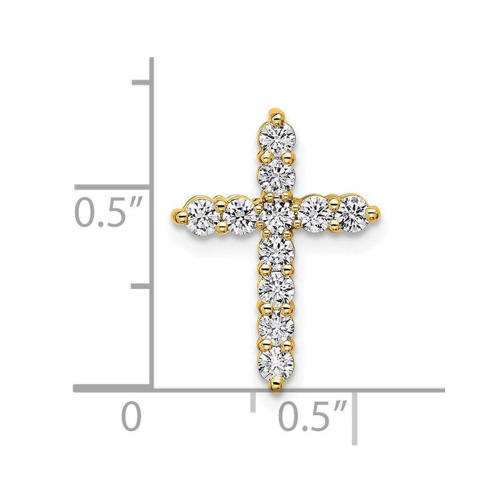 14k Yellow Gold 1/2 Ct. Lab Grown Diamond VS/SI+ G+ Cross Chain Slide Pendant