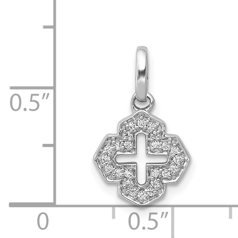 14K White Gold 1/10Ct. Diamond Fancy Cross Pendant