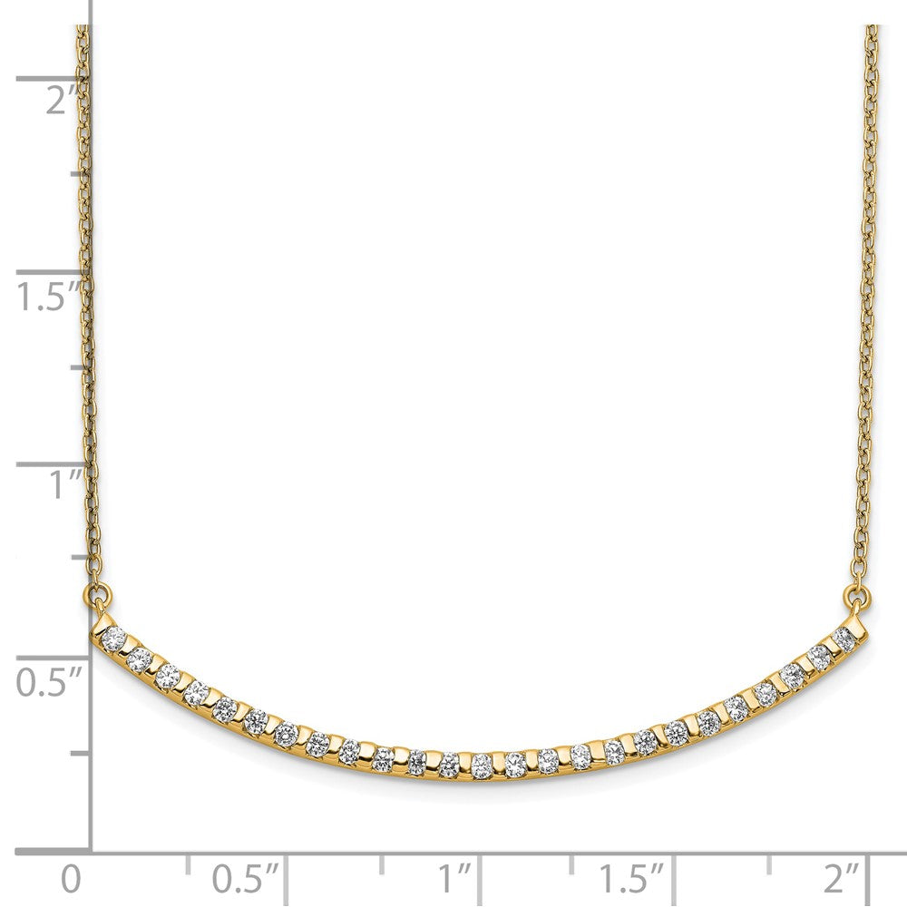 14k Yellow Gold 1/2 Ct. Lab Grown Diamond VS/SI+ G+ 18 inch Curved Bar Necklace