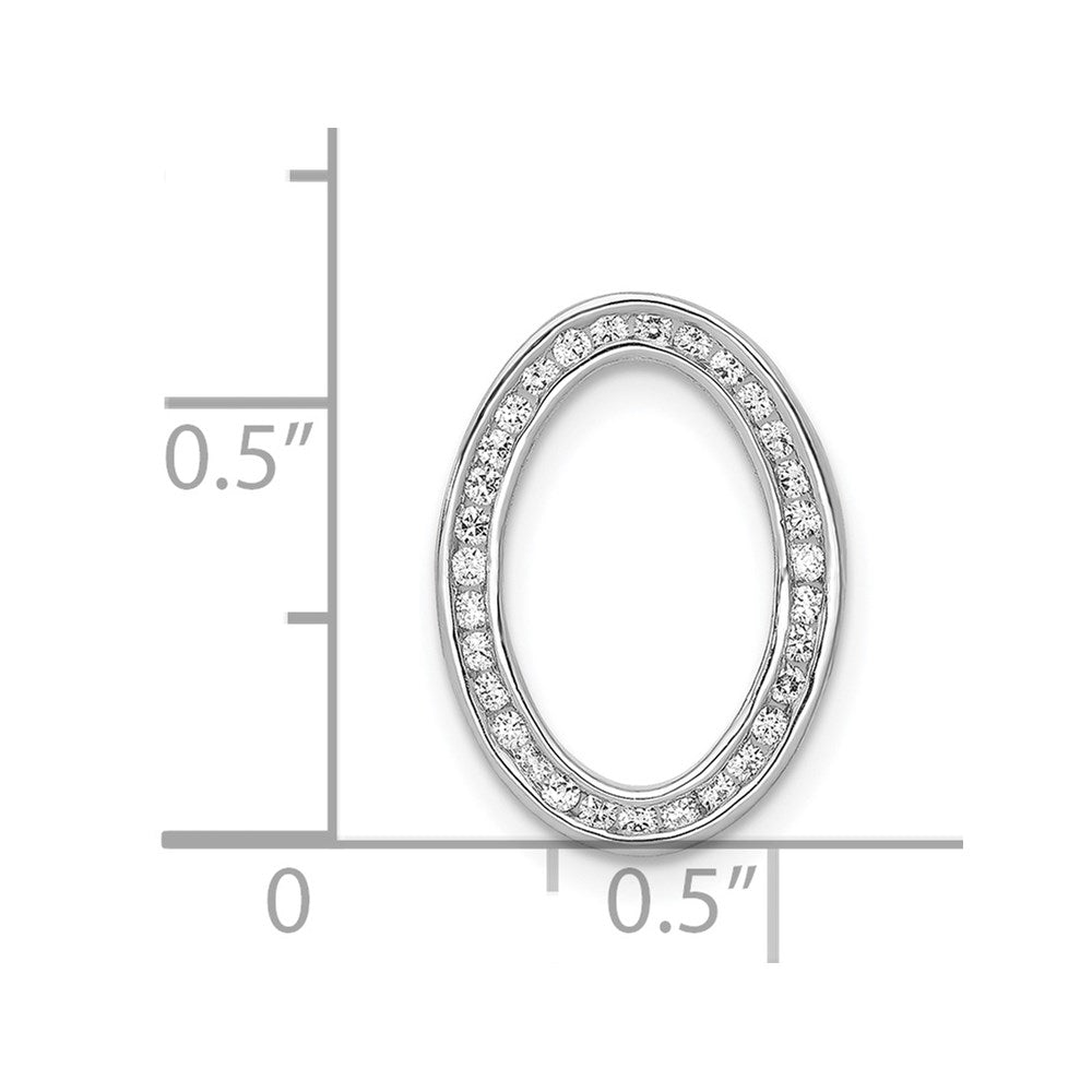 Solid 14k White Gold 1/4ct. Simulated CZ Channel Set Oval Chain Slide