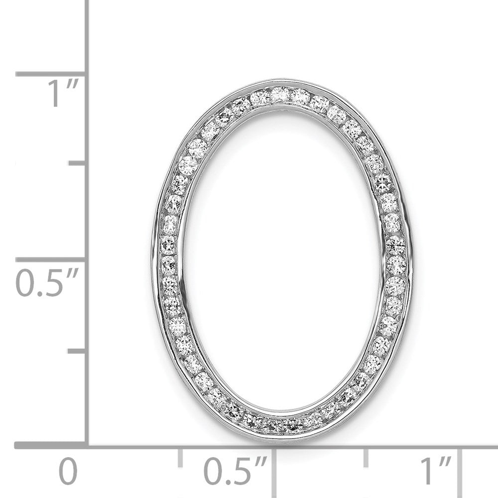 Solid 14k White Gold 1/2ct. Simulated CZ Channel Set Oval Chain Slide