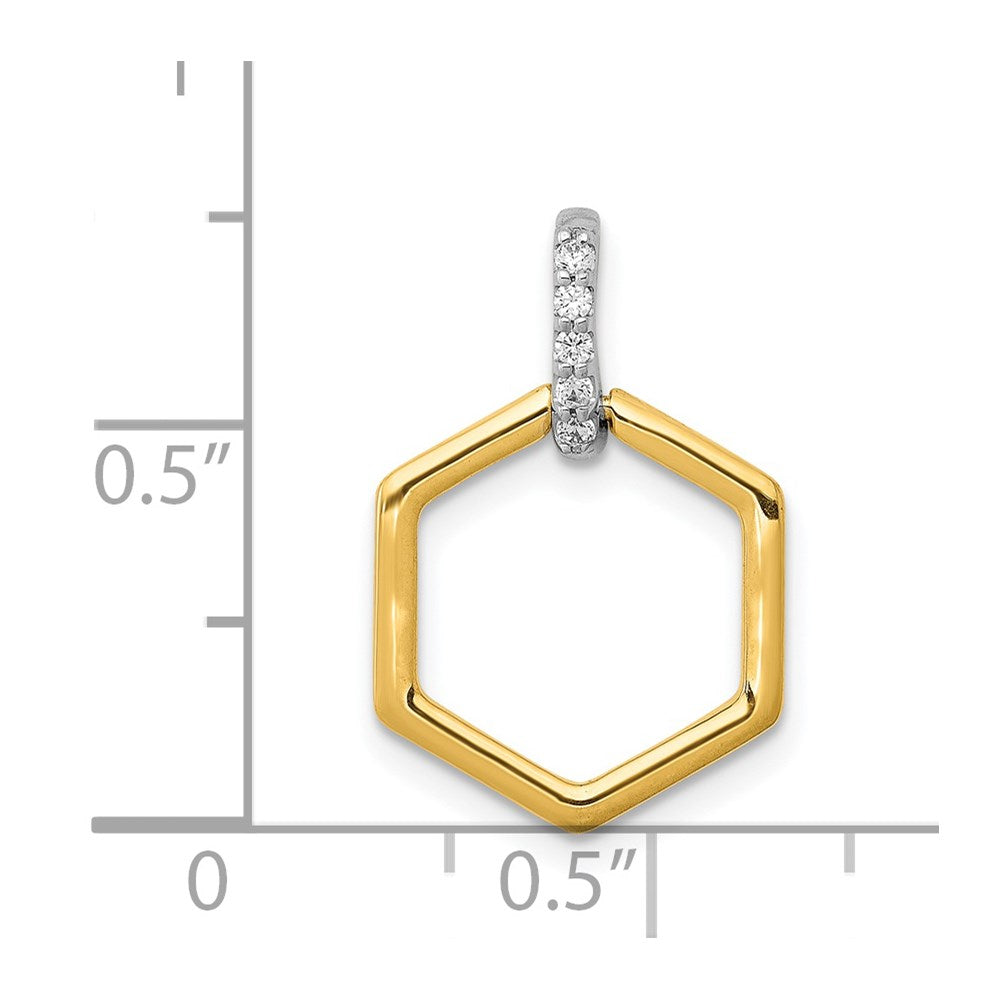 14K Two Tone 1/20Ct. Diamond Fancy Hexagon Pendant