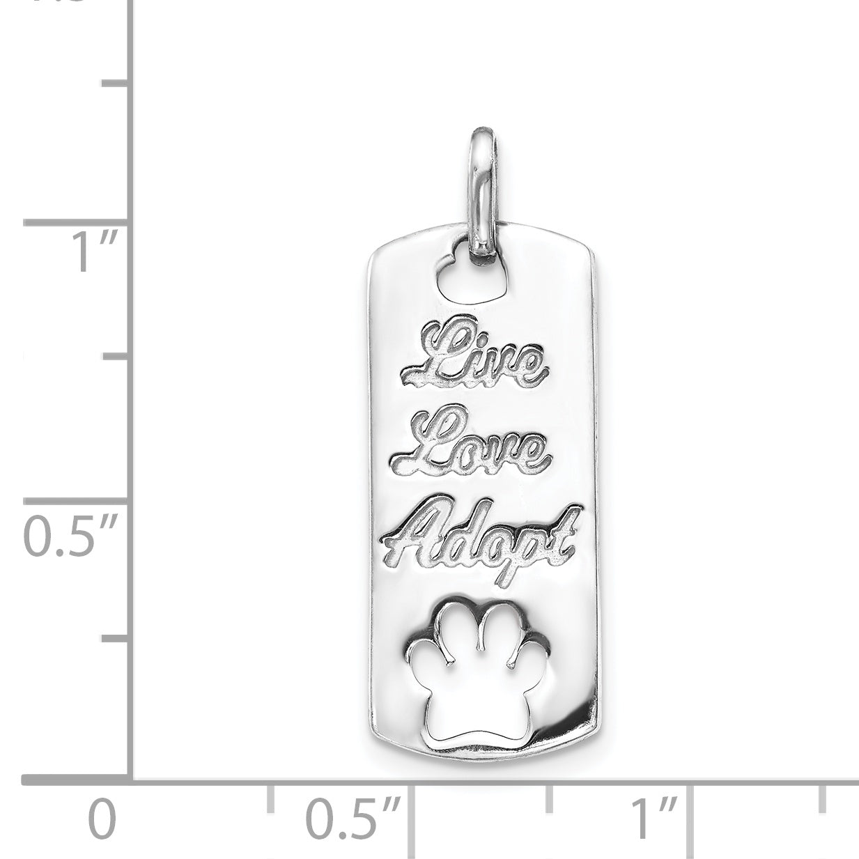 14k White Gold 14k White Gold Polished Live Love Adopt Paw Dag Tag Pendant