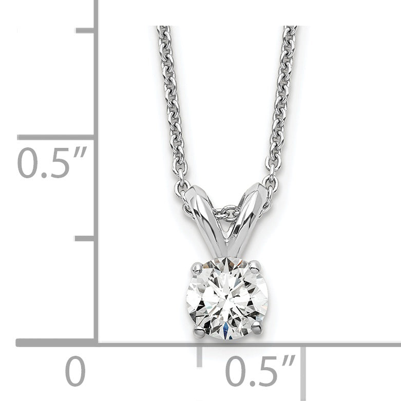 14K White Gold 1/4 Carat Lab Grown Diamond Vs+ F+ Round Complete Four Prong 18 Inch Solitaire Pendant Necklace