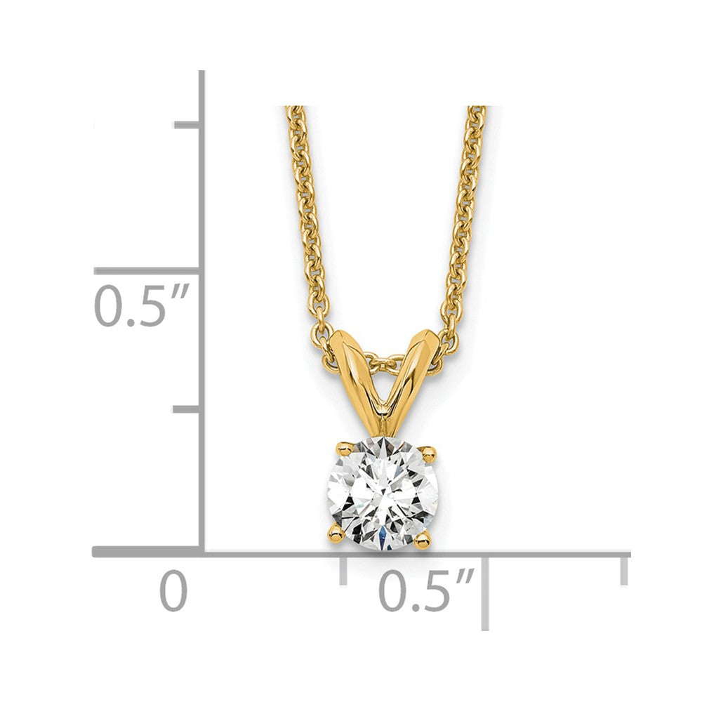 14K Yellow Gold 1/3 Carat Lab Grown Diamond Vs+ F+ Round Complete Four Prong 18 Inch Solitaire Pendant Necklace